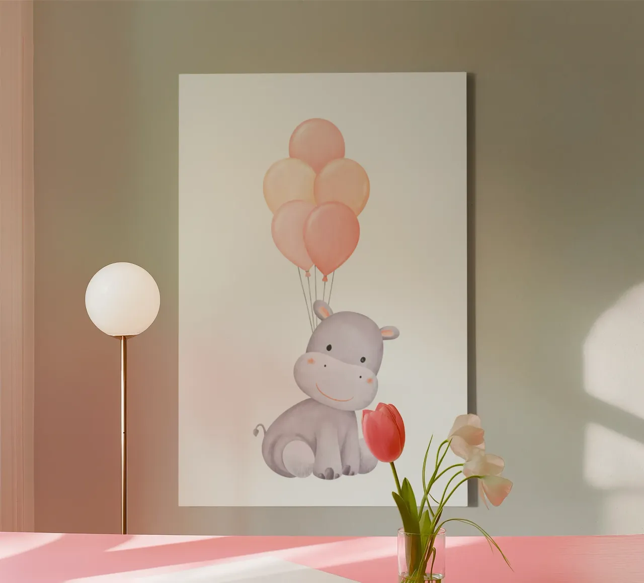 Sogno di un ippopotamo allegro tela con Cornice a cassetta da Doodle Dreams Art