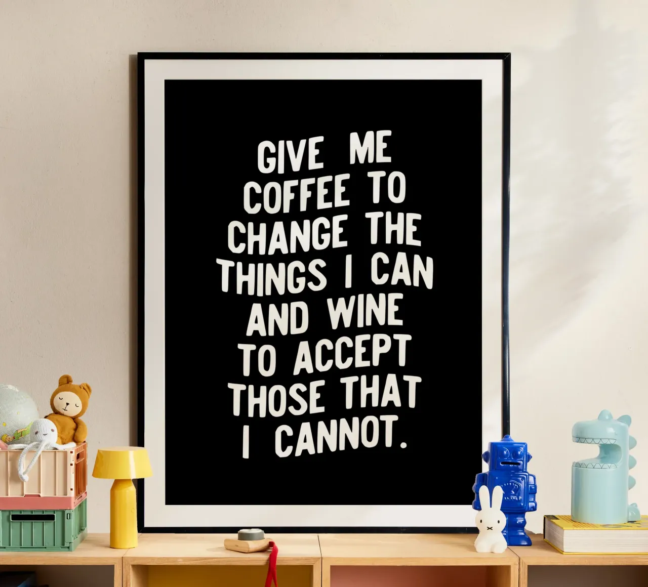 Gib mir Kaffee, um die Dinge zu ändern, die ich ändern kann Lustige Typografie Hahnemühle von THE MOTIVATED TYPE