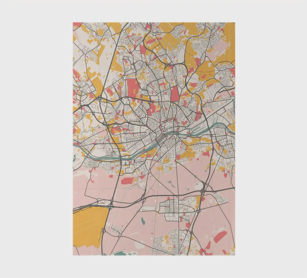 Francoforte in un colpo d'occhio - Mappa moderna della città stampata con tecnica fine art diario da MOOODZART