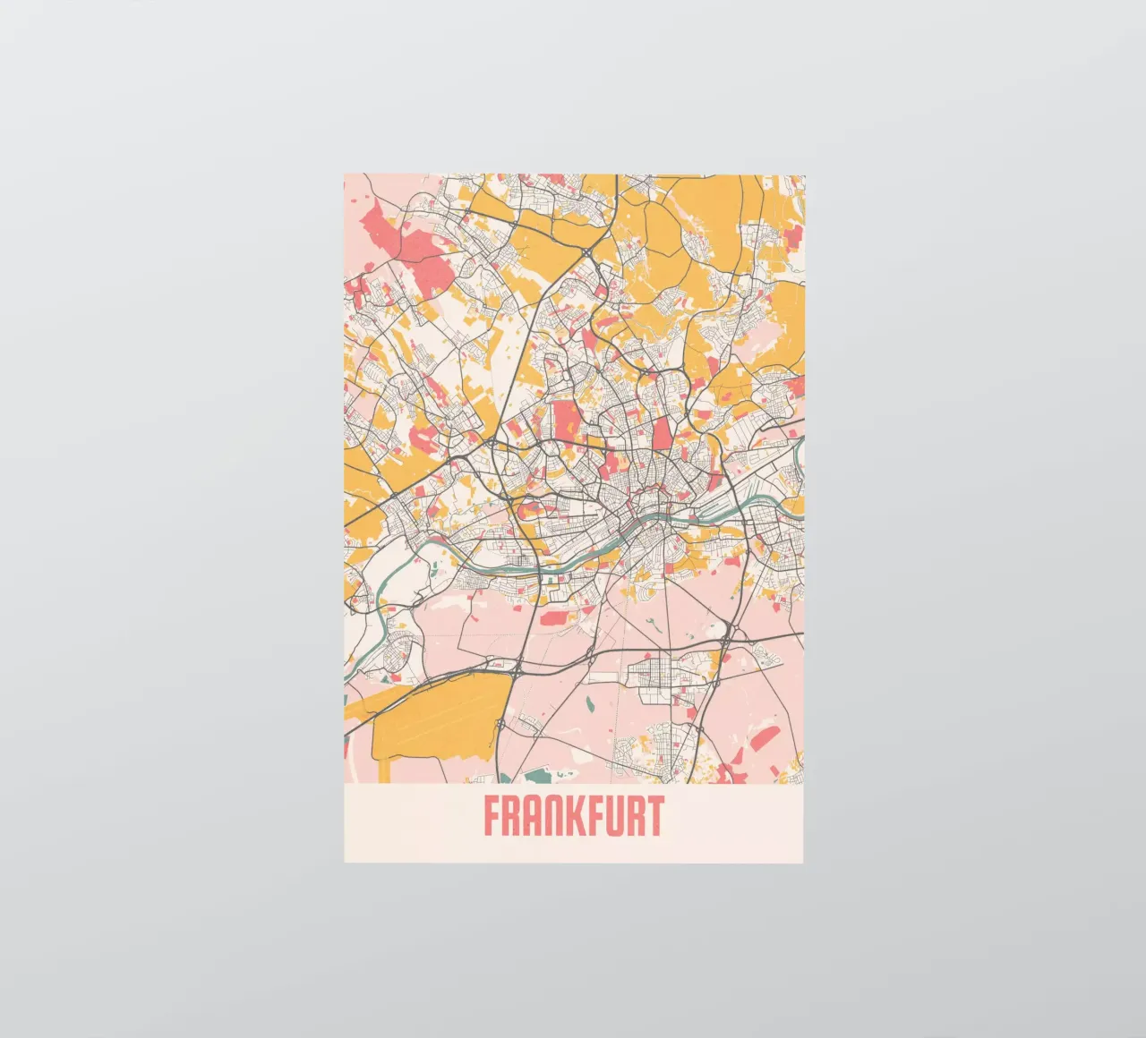 Francoforte in un colpo d'occhio - Mappa moderna della città stampata con tecnica fine art adesivo da MOOODZART