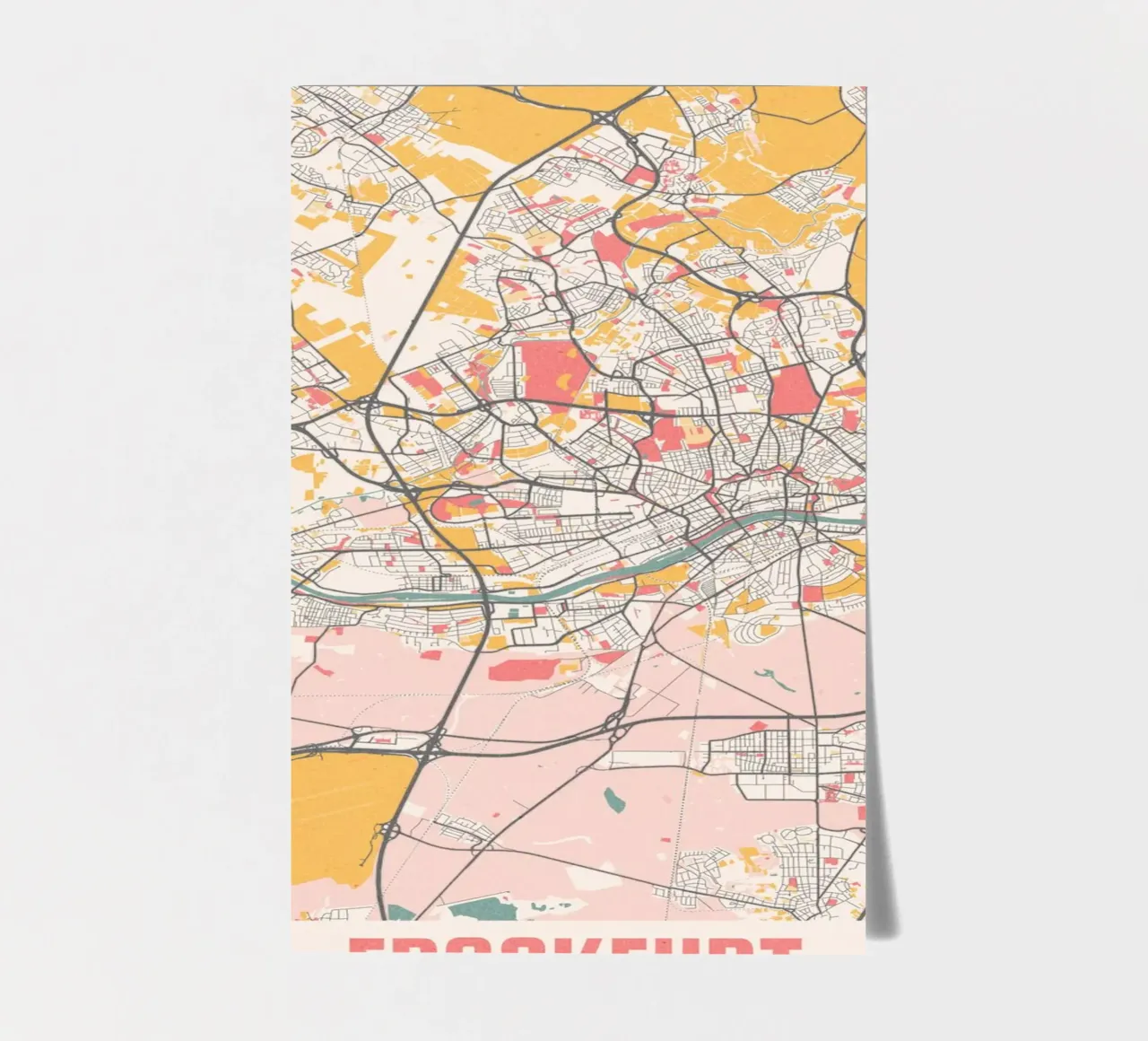 Francoforte in un colpo d'occhio - Mappa moderna della città stampata con tecnica fine art foglio adesivo da MOOODZART