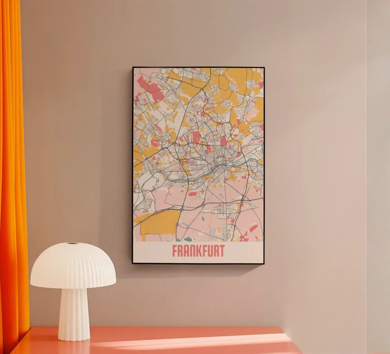 Francoforte in un colpo d'occhio - Mappa moderna della città stampata con tecnica fine art plexiglass da MOOODZART