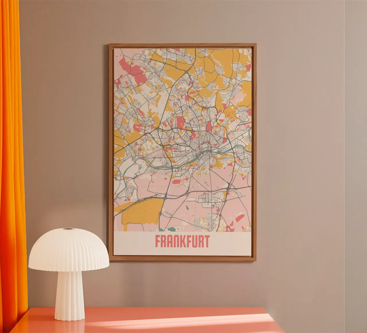 Francoforte in un colpo d'occhio - Mappa moderna della città stampata con tecnica fine art pannello forex da MOOODZART