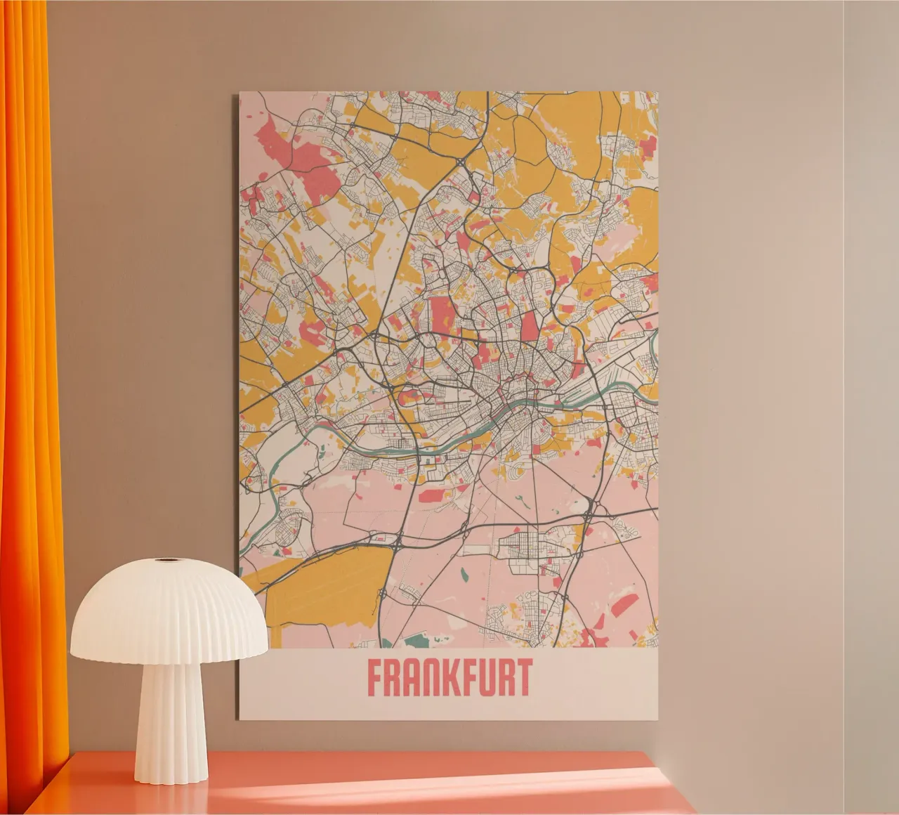Francoforte in un colpo d'occhio - Mappa moderna della città stampata con tecnica fine art pannello forex da MOOODZART