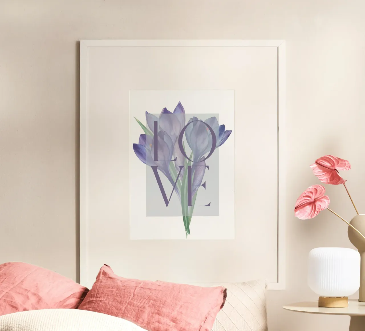Amore in fiore poster con telaio in plastica da DesignArt