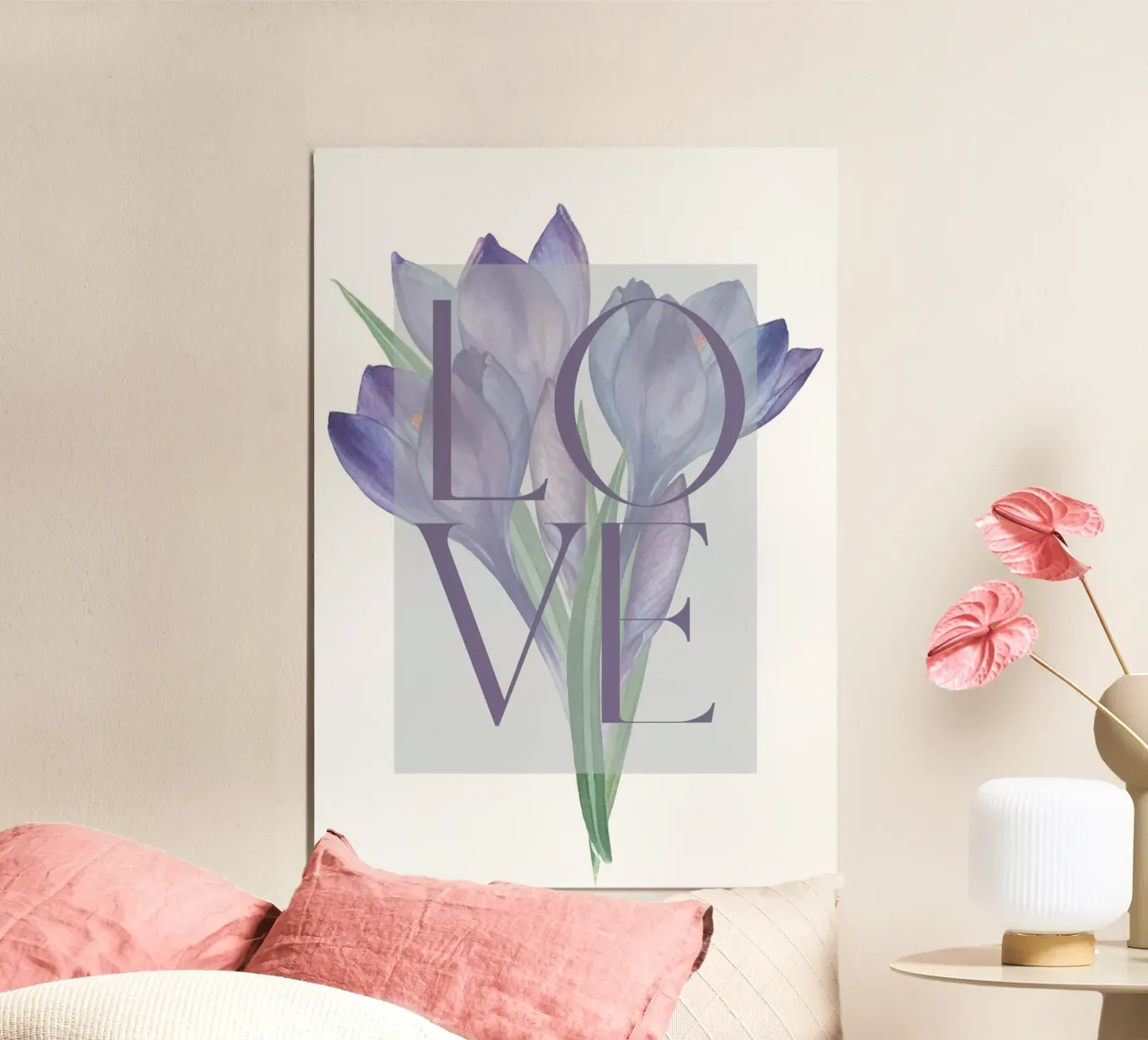 Amore in fiore poster con telaio in plastica da DesignArt