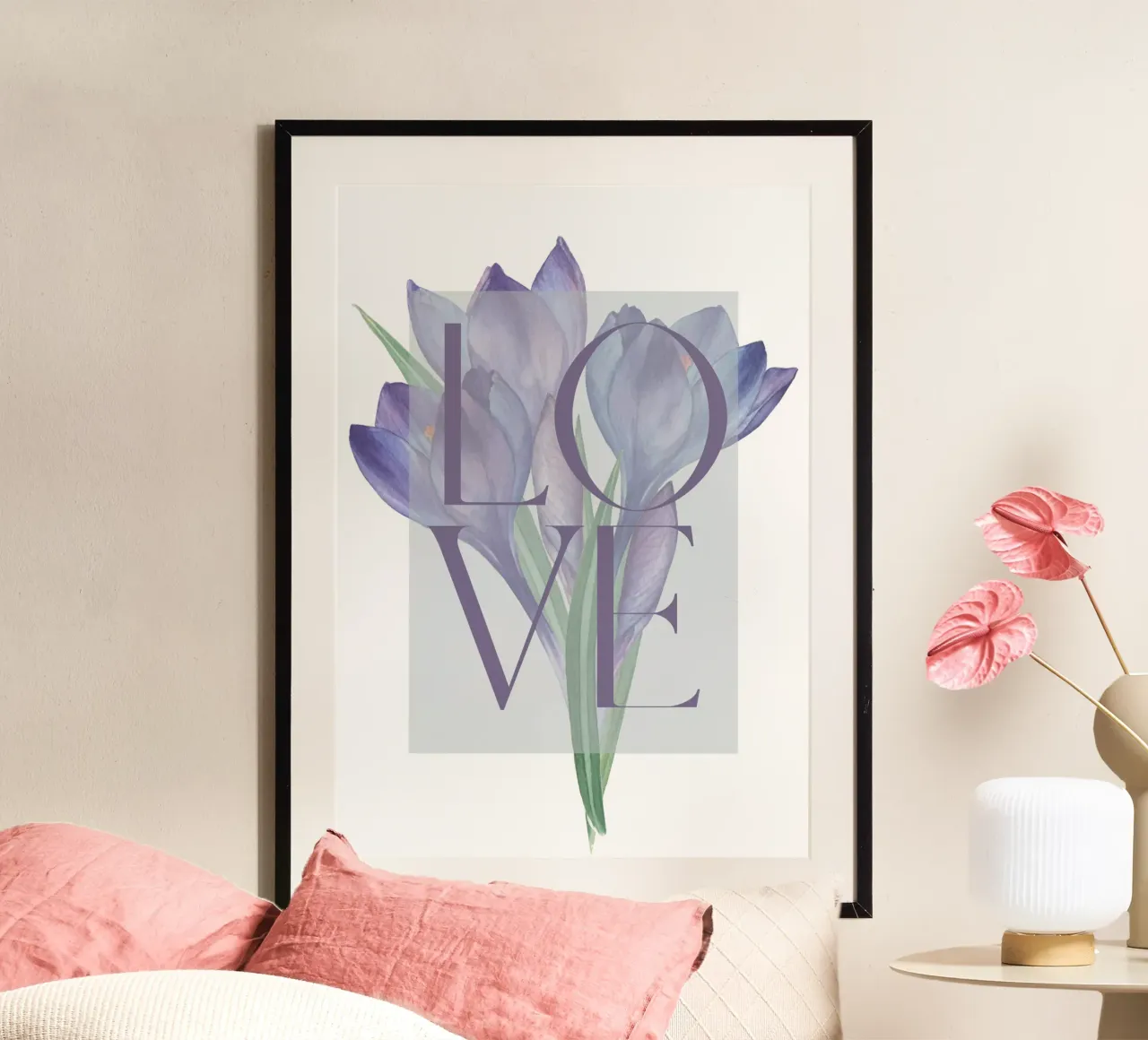 Amore in fiore poster con telaio in plastica da DesignArt