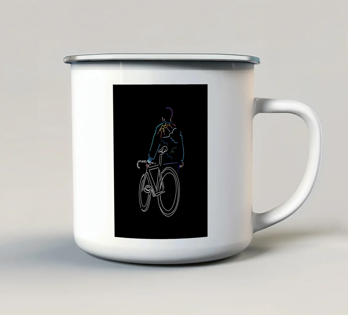 Sunset enamel mug by The Cyclist