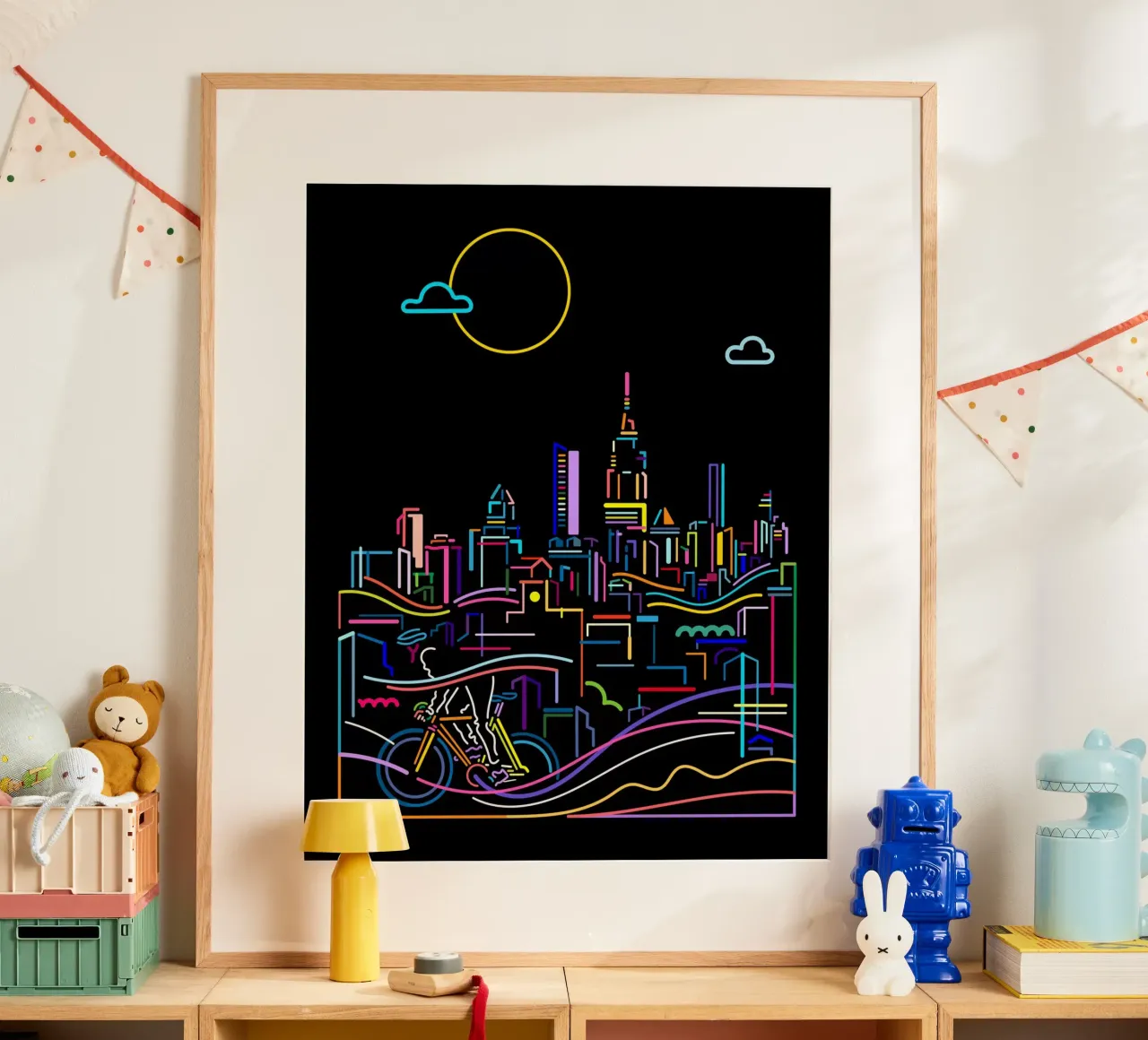 Città interna poster con telaio in legno da The Cyclist