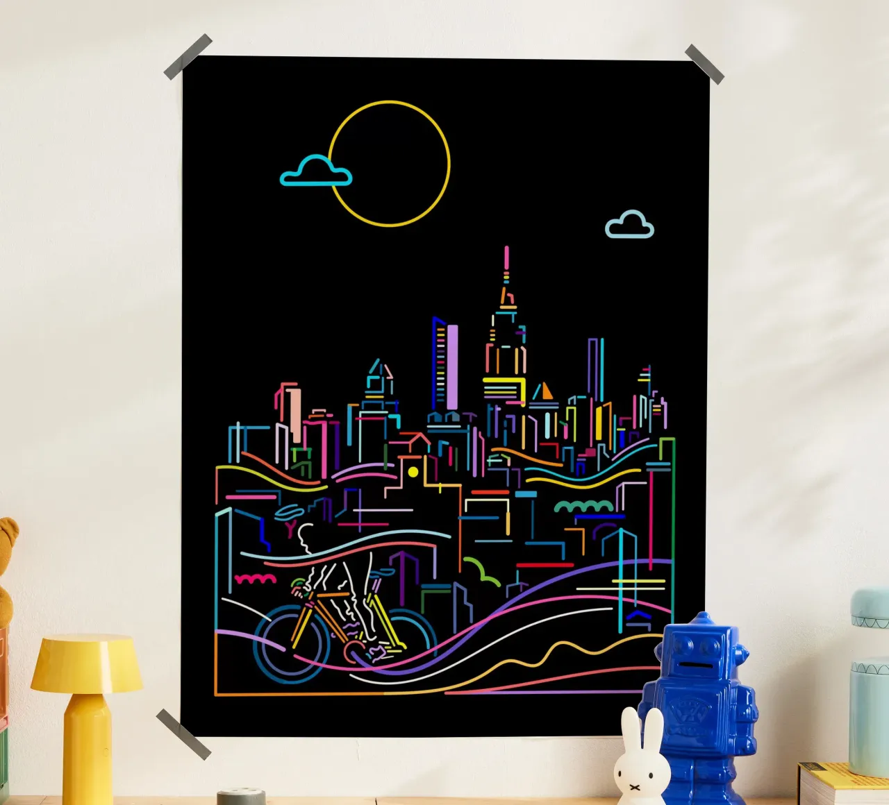 Città interna poster con telaio in legno da The Cyclist