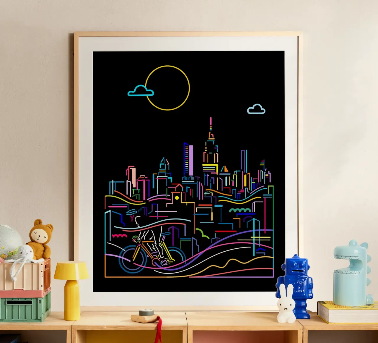 Città interna poster con telaio in legno da The Cyclist