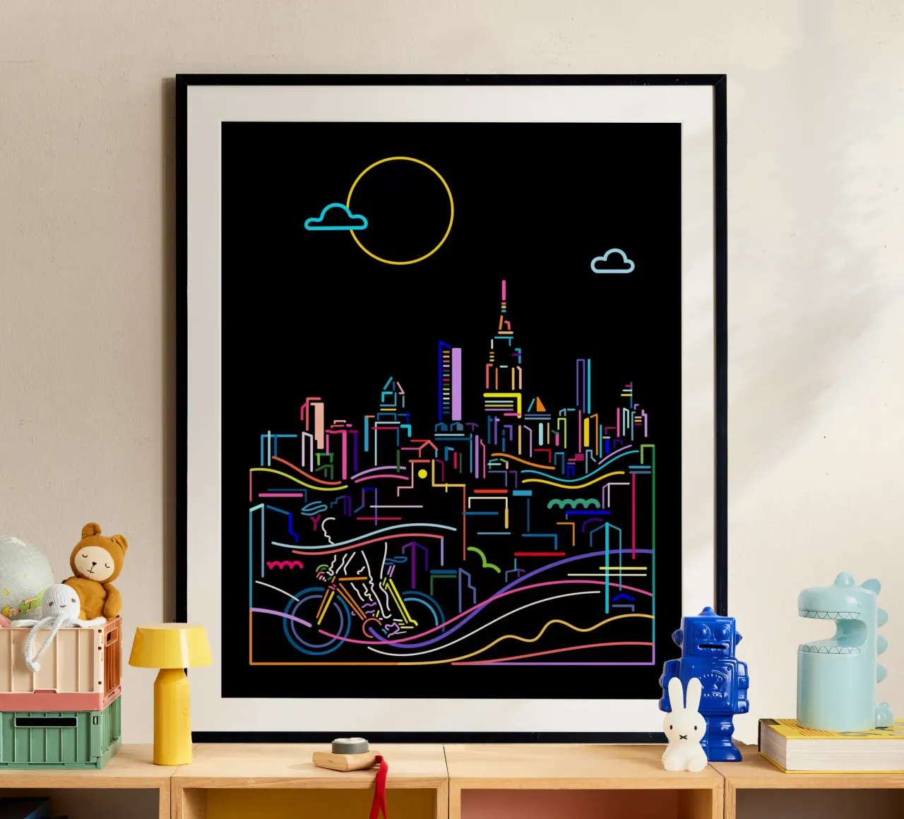 Città interna poster con telaio in legno da The Cyclist
