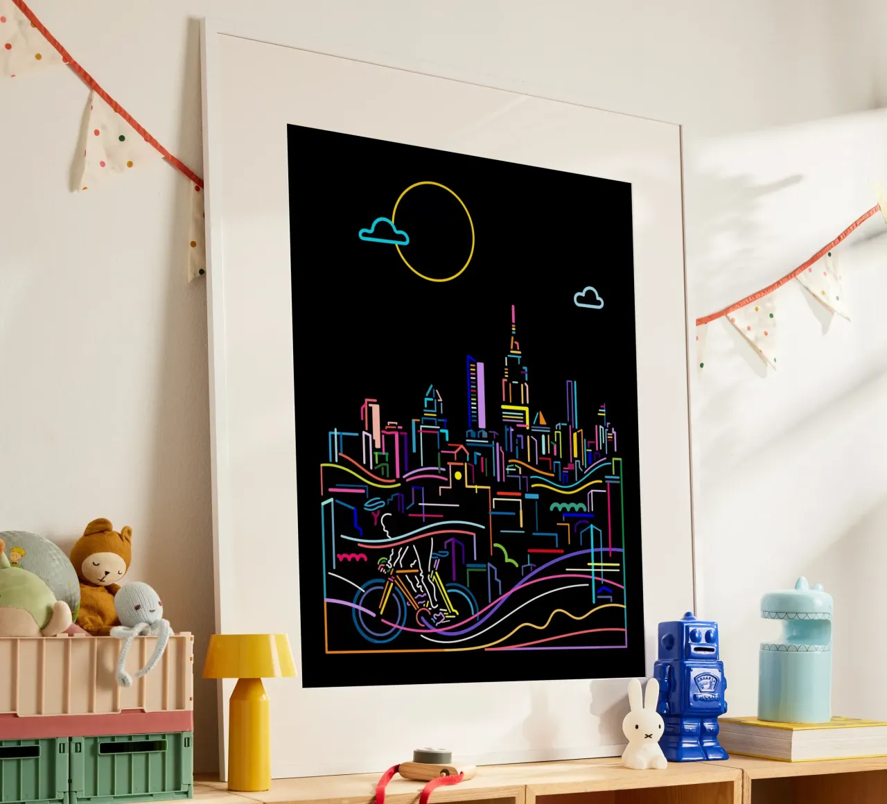 Città interna poster con telaio in legno da The Cyclist