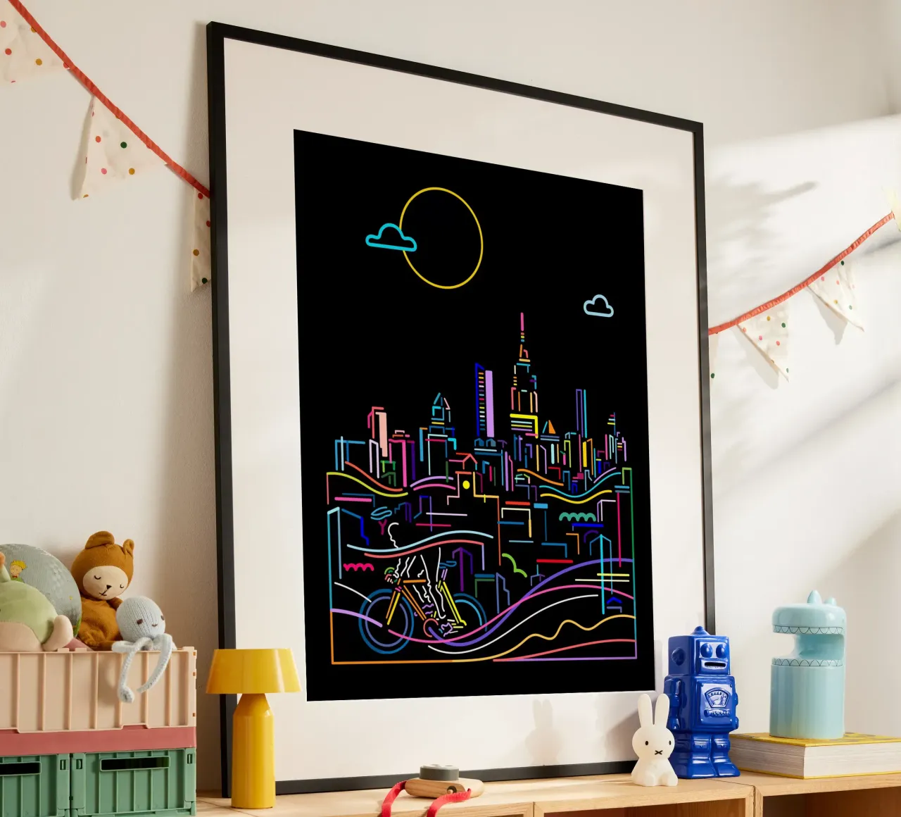Città interna poster con telaio in legno da The Cyclist