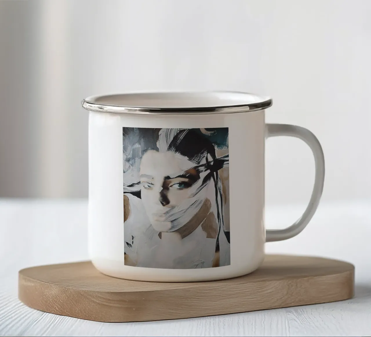 ritratto astratto tazza in smalto da dada22