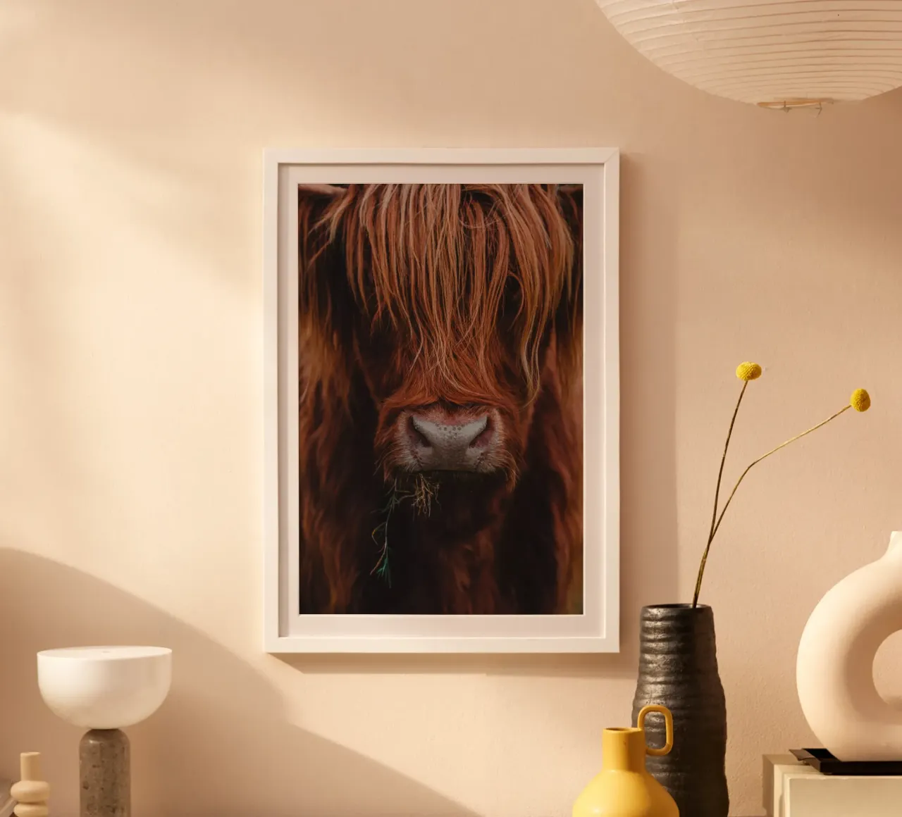 Mucca Highland Tina poster con telaio in plastica da Sibbershusum