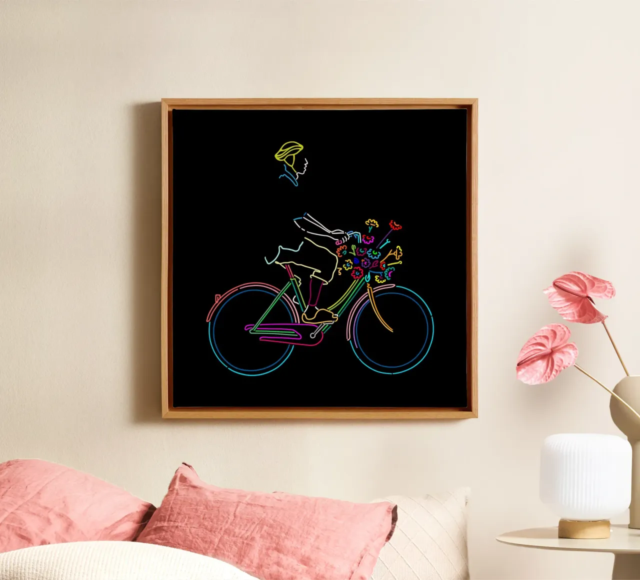 Cavalcare con i fiori tela con Cornice a cassetta da The Cyclist