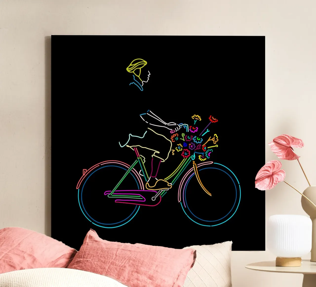 Cavalcare con i fiori tela con Cornice a cassetta da The Cyclist