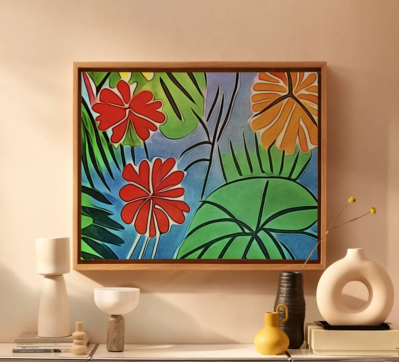 Bloemen kleuren canvas met Baklijst van ZAMART