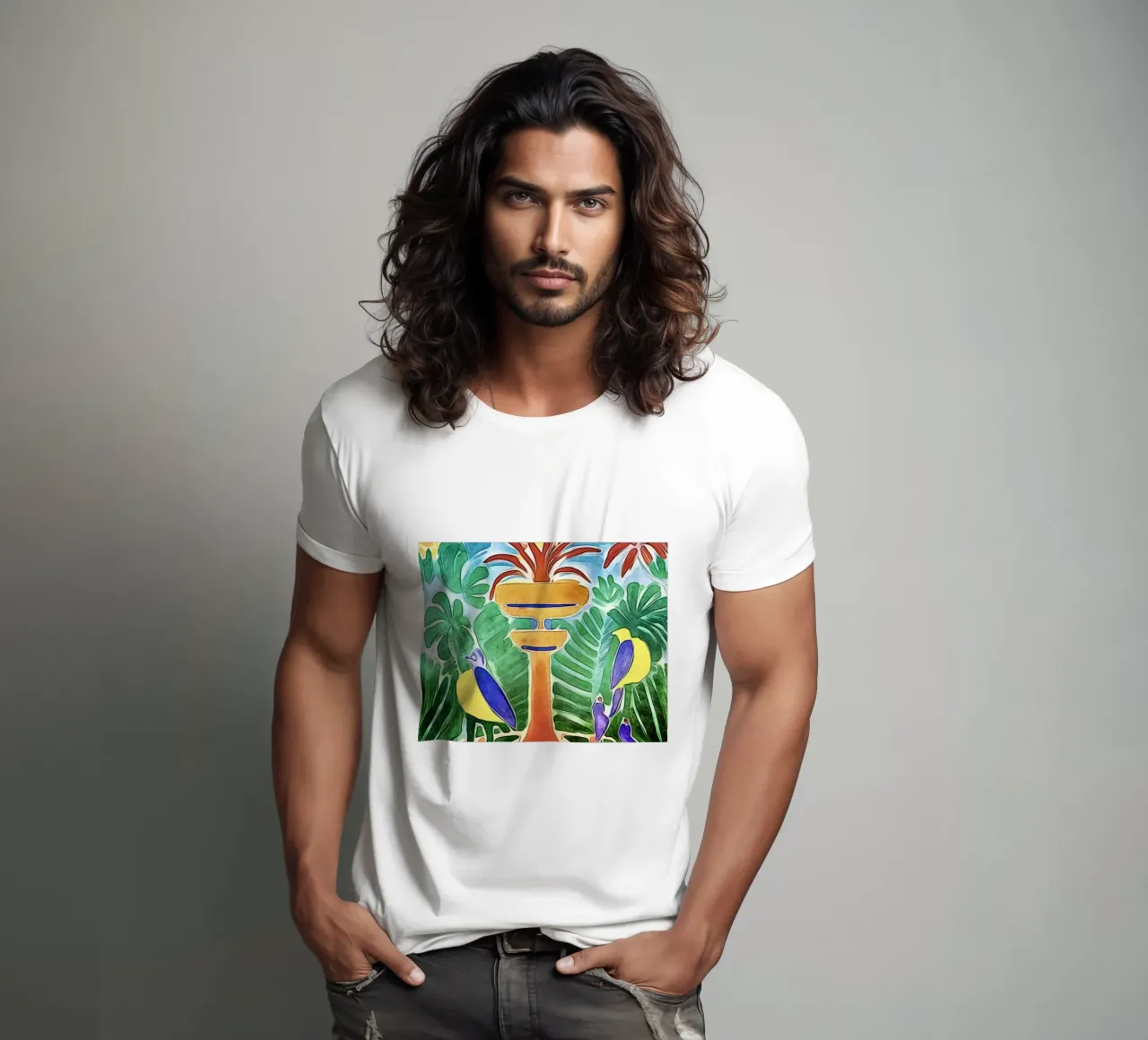 Fontana con uccelli t-shirt da ZAMART