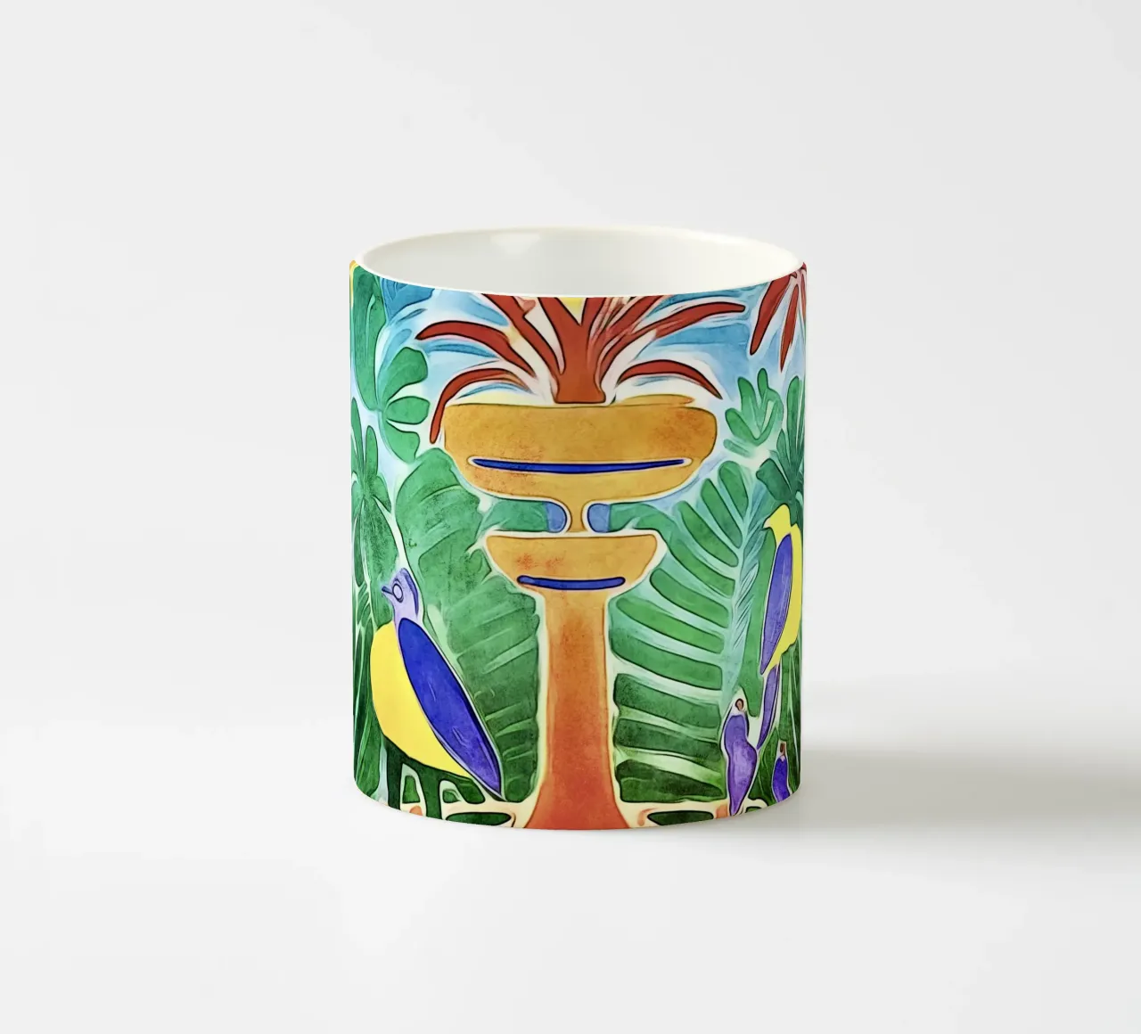 Fontana con uccelli tazza in ceramica da ZAMART