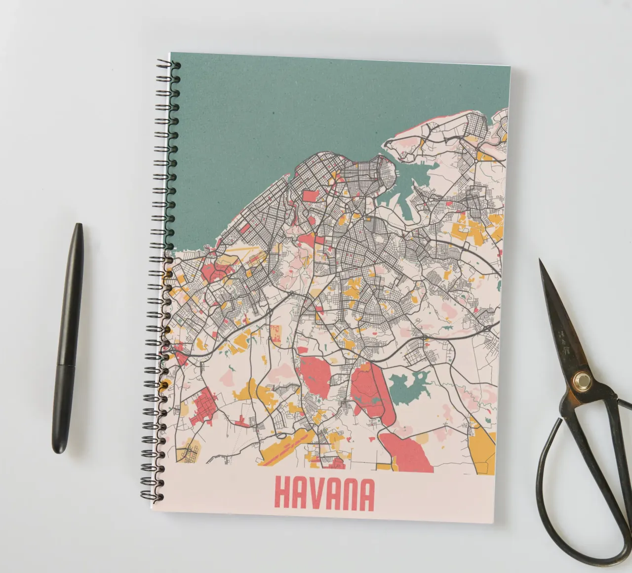 Experience Havana - Stylish city map in FineArt Print spiral notebook by MOOODZART