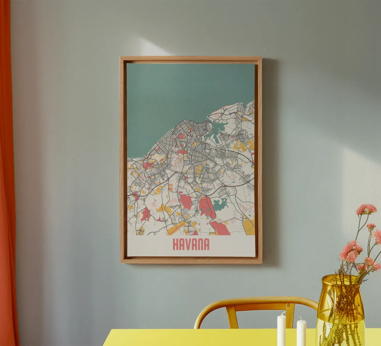 Beleef Havana - Stijlvolle stadsplattegrond in fine-art print canvas van MOOODZART