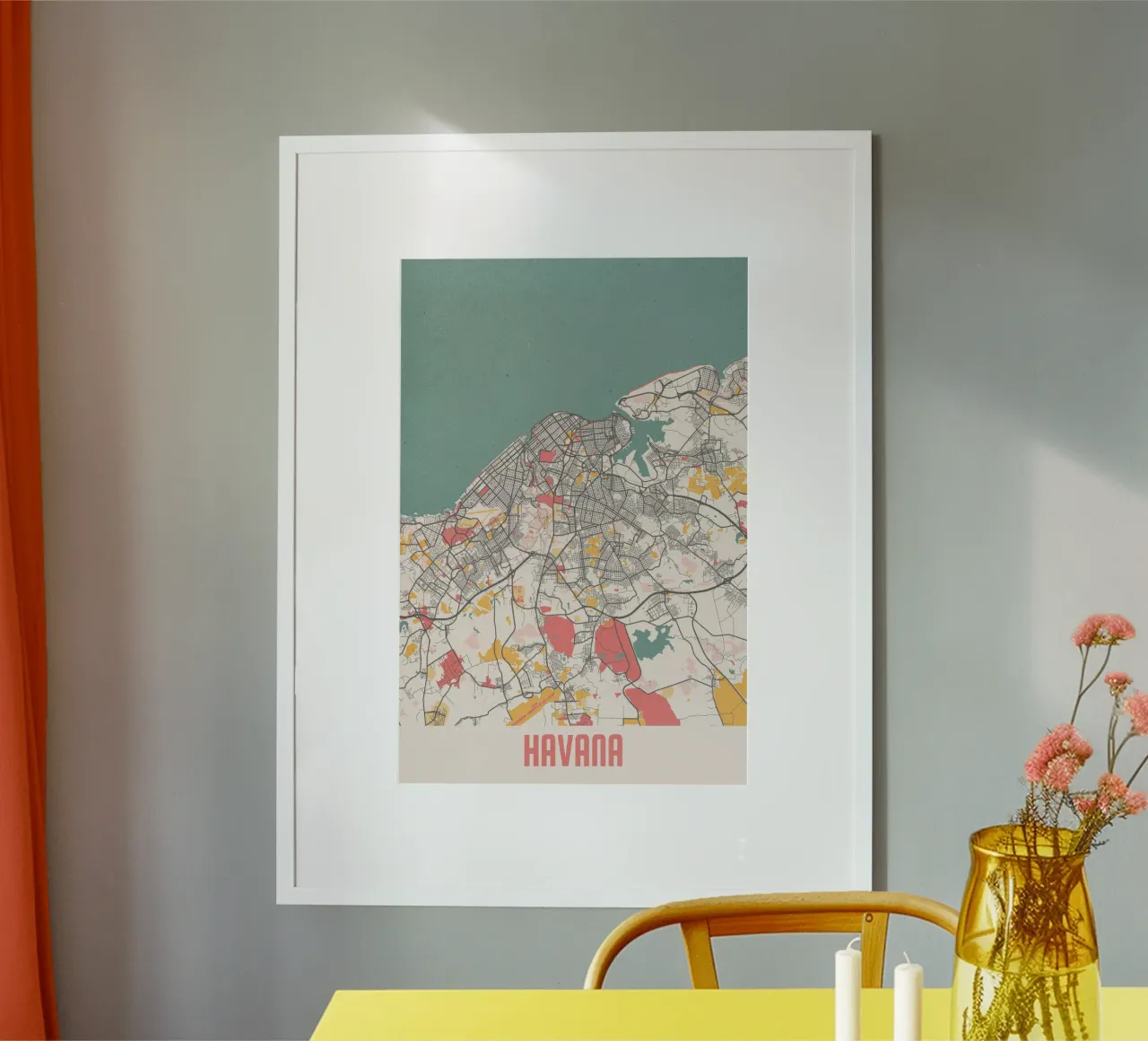 Vivre La Havane - Plan de ville élégant en impression FineArt poster de MOOODZART