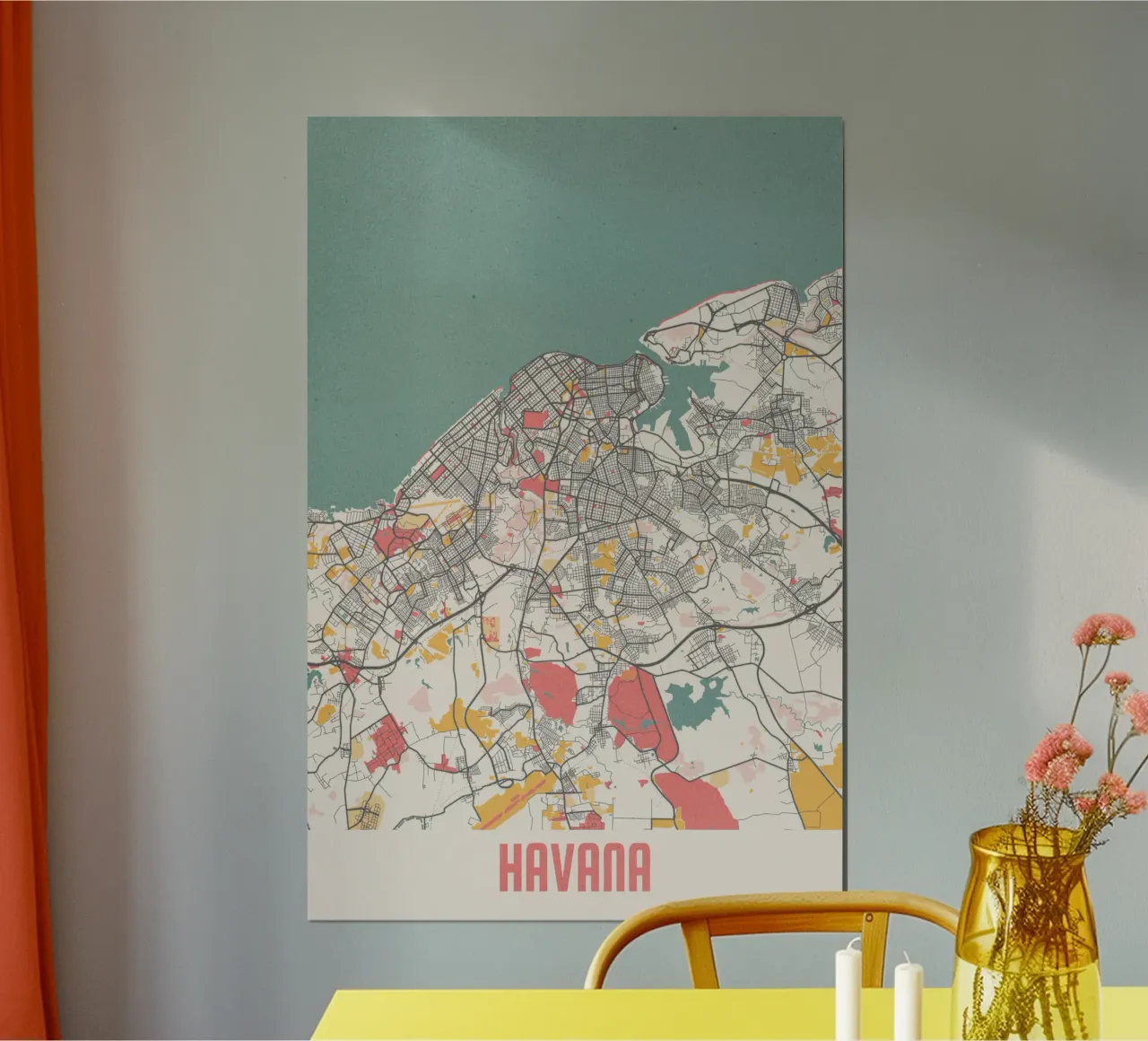 Vivre La Havane - Plan de ville élégant en impression FineArt poster de MOOODZART