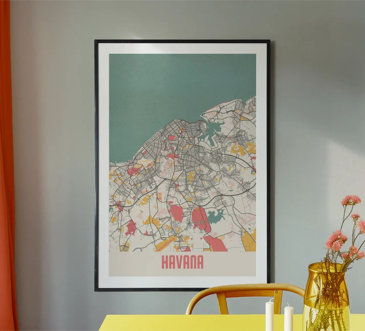 Vivre La Havane - Plan de ville élégant en impression FineArt poster de MOOODZART