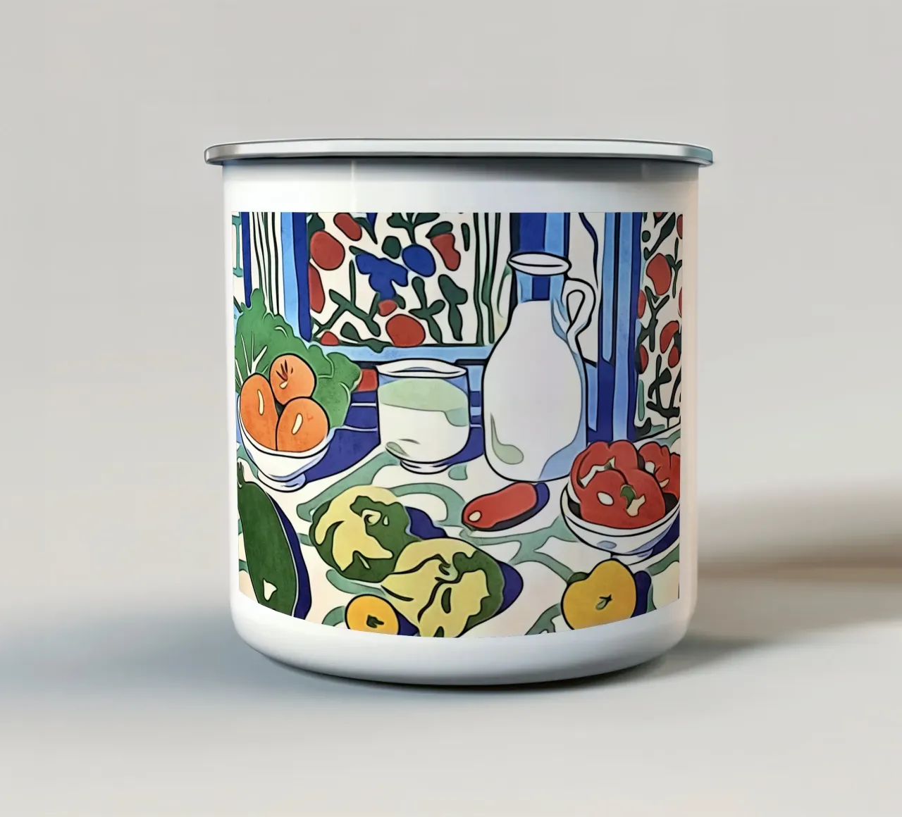 Frutta e verdura sul tavolo della cucina tazza in smalto da ZAMART