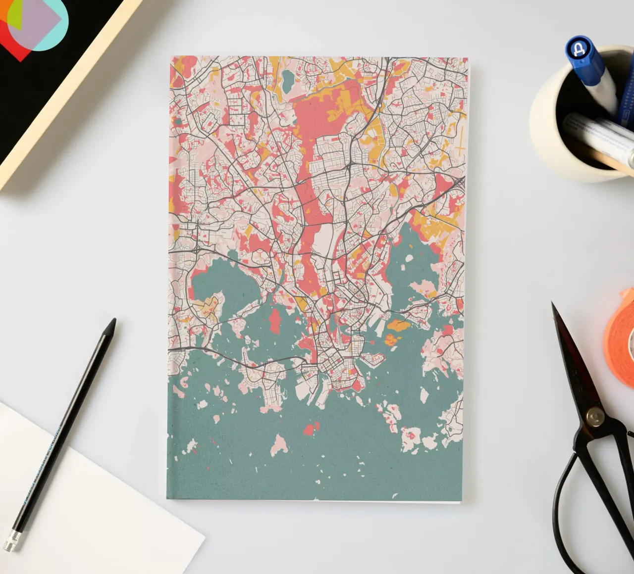 The streets of Helsinki - Minimalist art print notebook by MOOODZART
