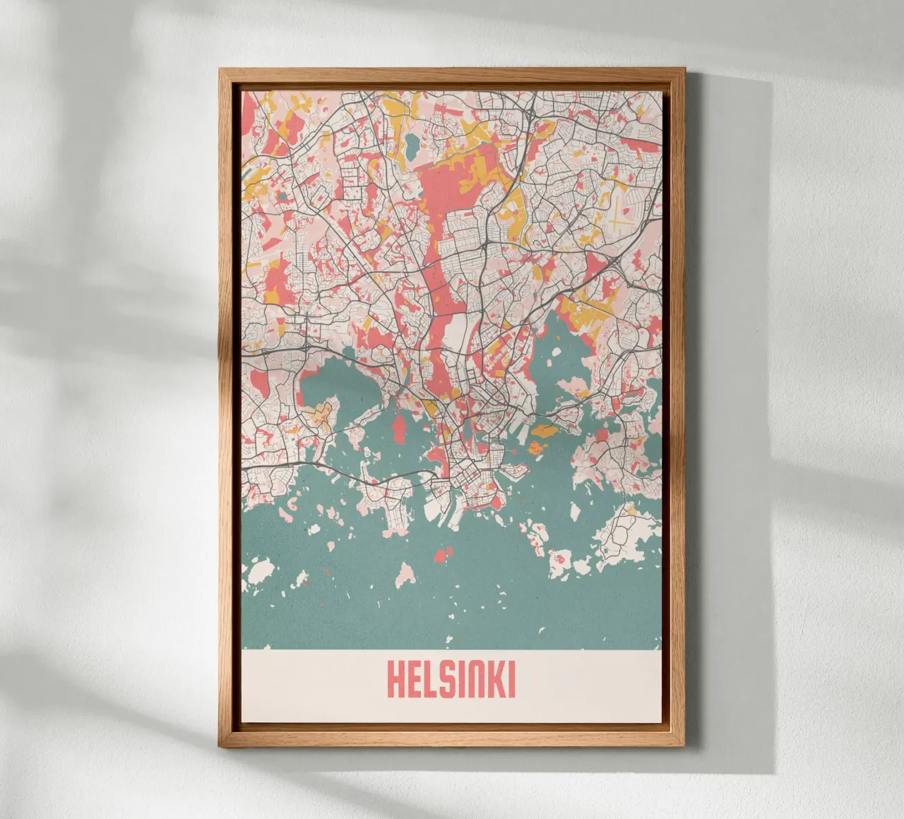 The streets of Helsinki - Minimalist art print canvas with Floater frame by MOOODZART