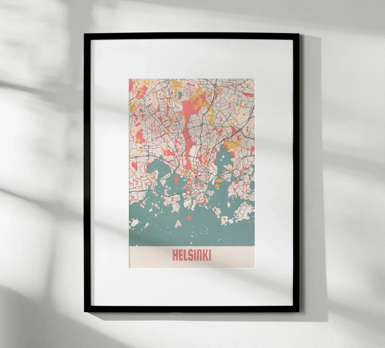 Le strade di Helsinki - Stampa d'arte minimalista poster con telaio in plastica da MOOODZART