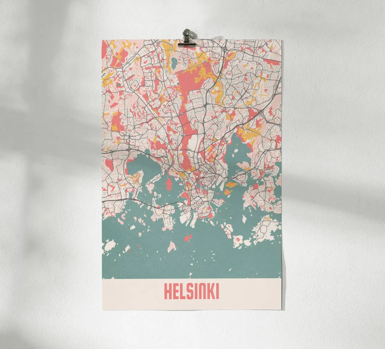 Le strade di Helsinki - Stampa d'arte minimalista poster con telaio in plastica da MOOODZART