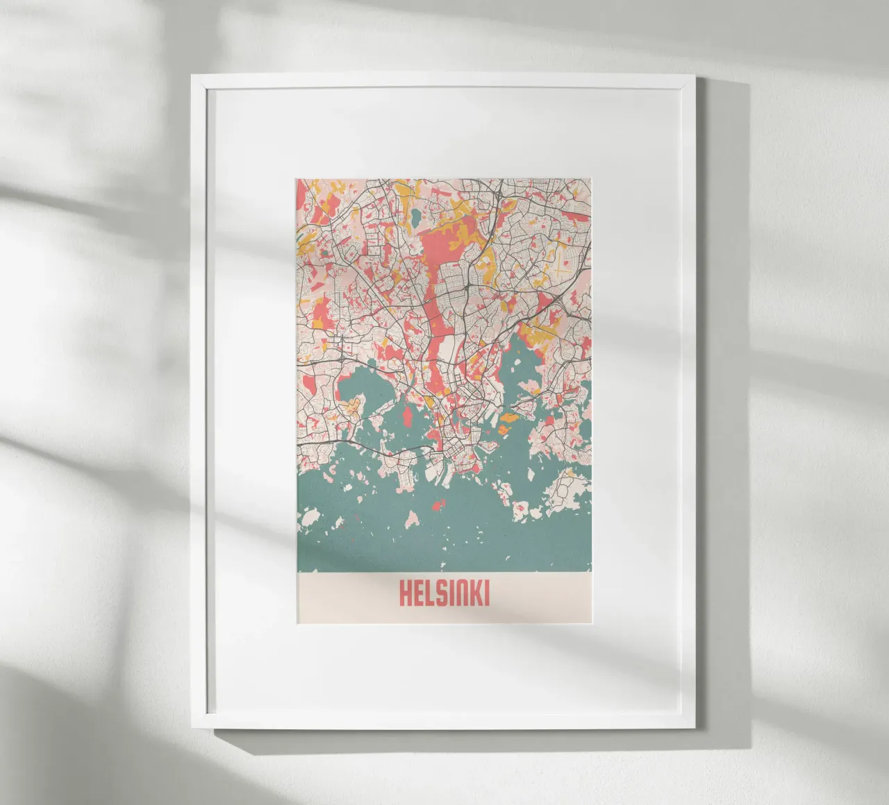 Le strade di Helsinki - Stampa d'arte minimalista poster con telaio in plastica da MOOODZART