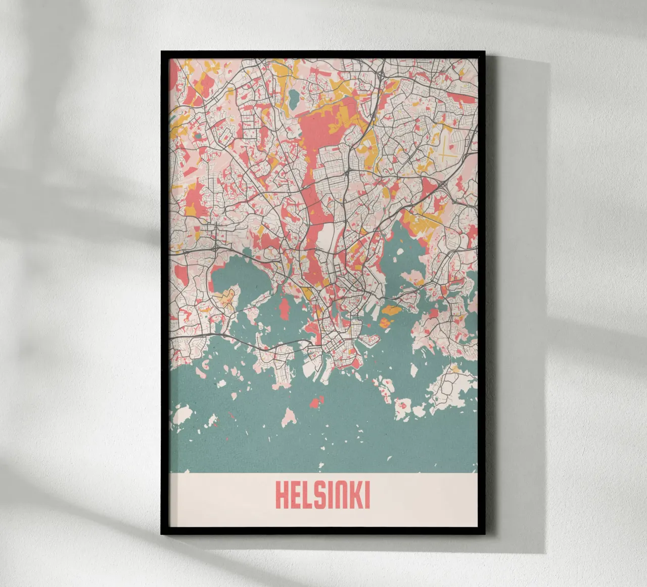 Le strade di Helsinki - Stampa d'arte minimalista poster con telaio in plastica da MOOODZART