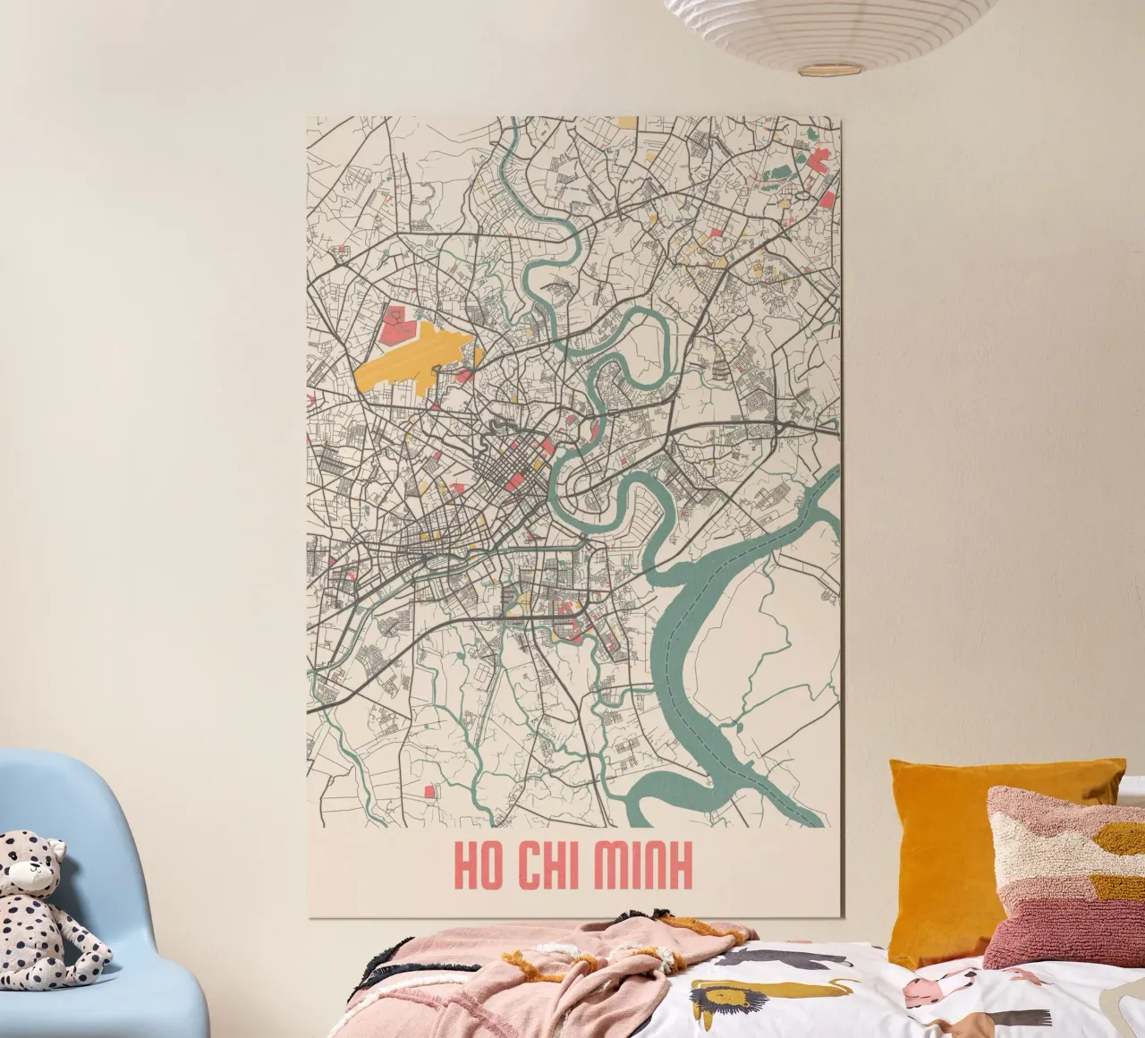 Ho Chi Minh City - Mappa moderna della città in stampa fineArt poster con telaio in alluminio da MOOODZART