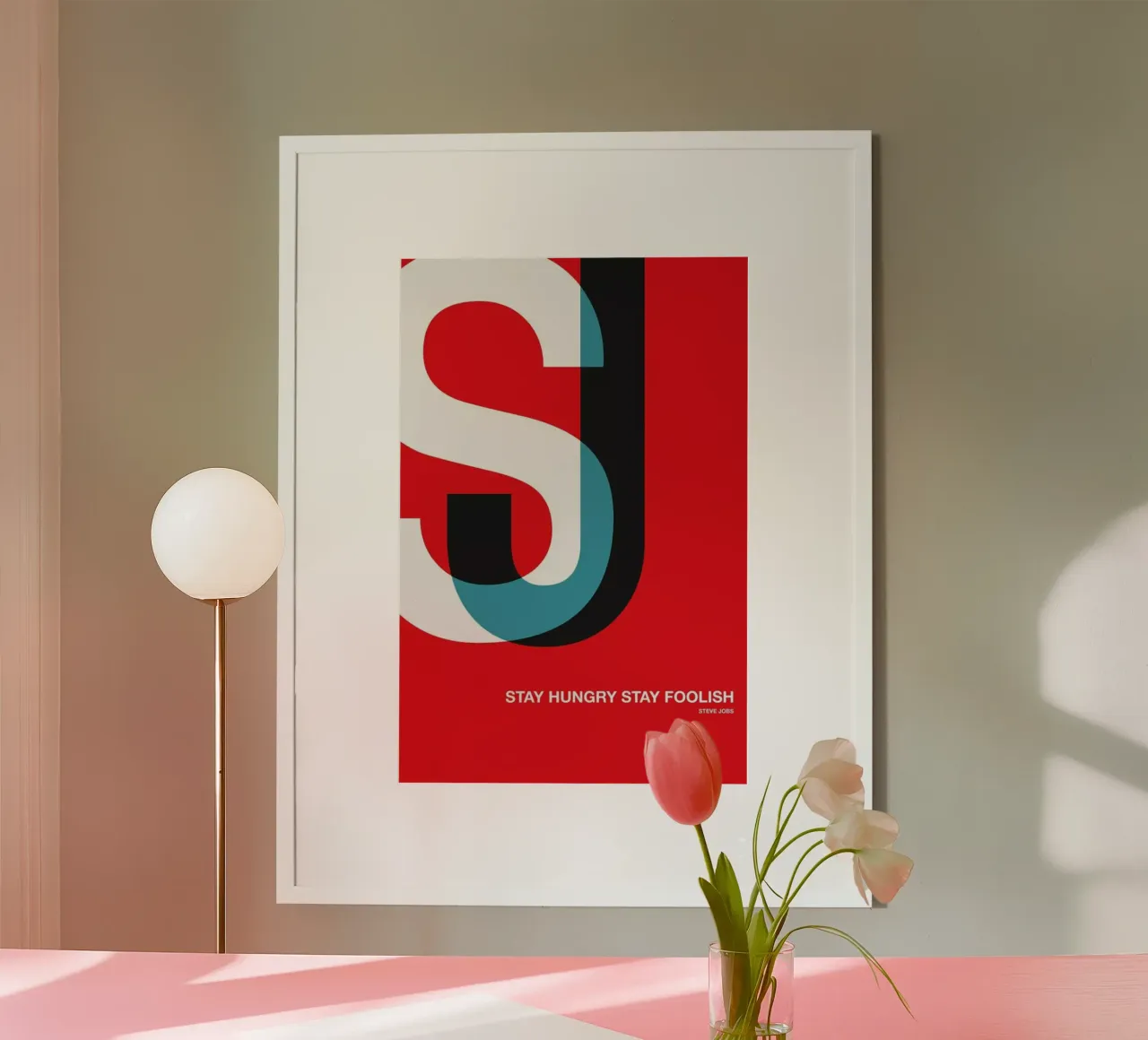 Stay Hungry Stay Foolish Poster poster with wooden frame by Naxart