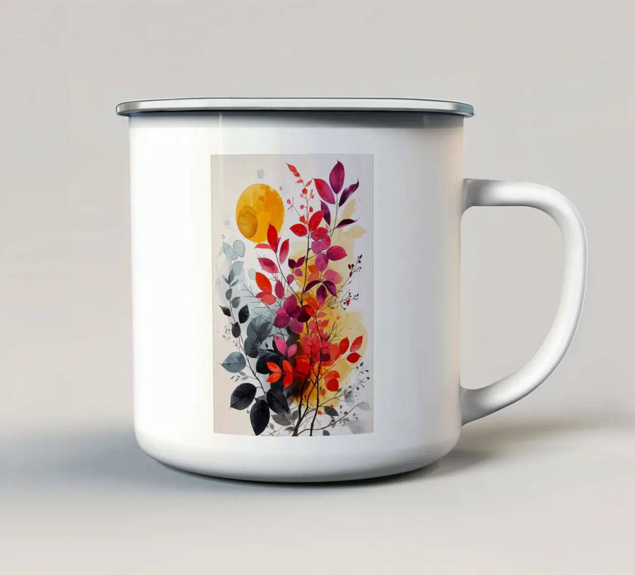 Foglie acquerello natura arte tazza in smalto da Justyna Jaszke JBJart