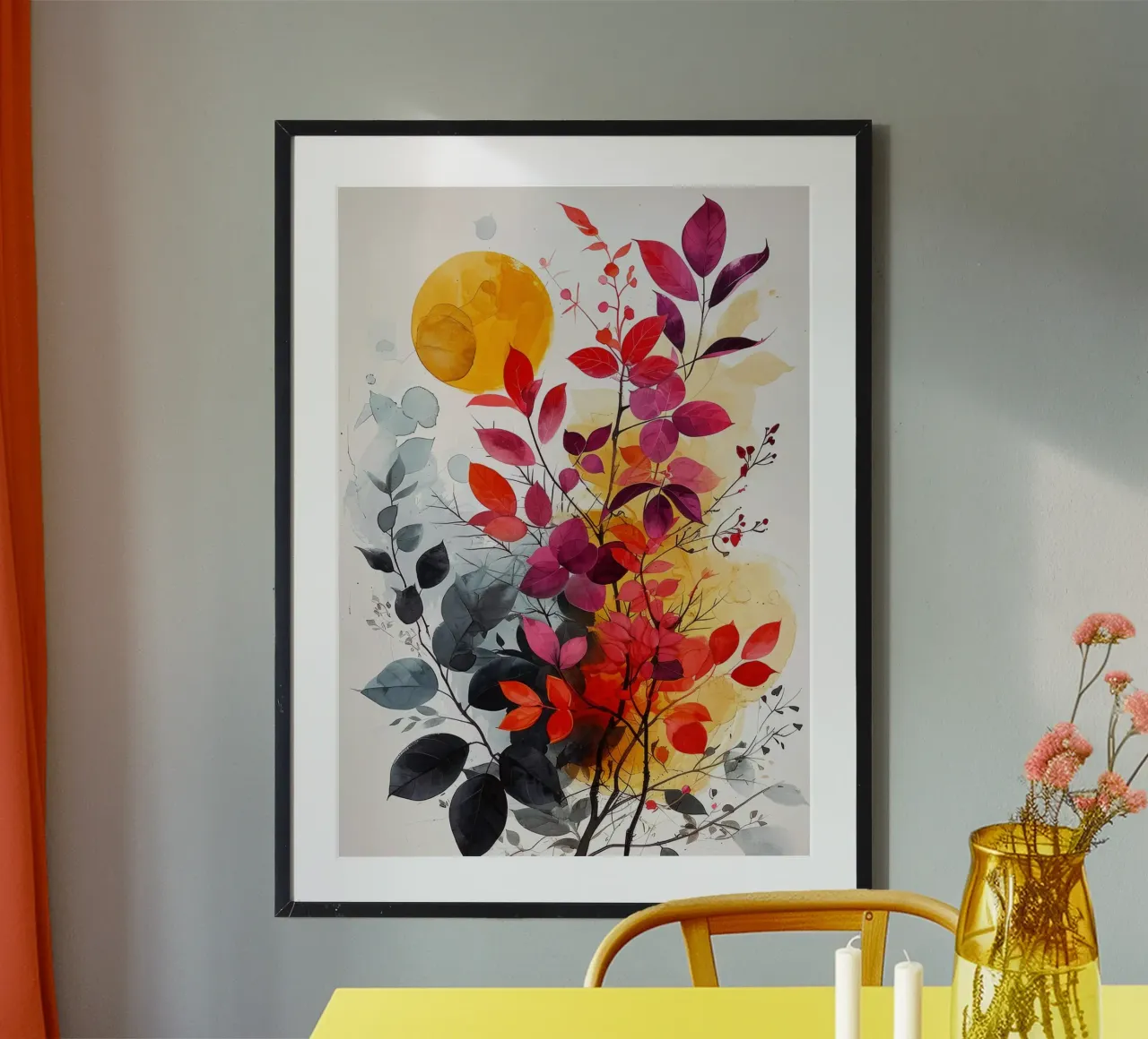 Leaves watercolor nature art poster by Justyna Jaszke JBJart
