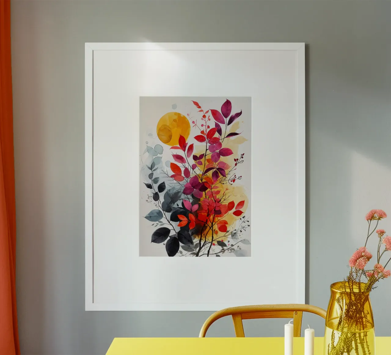 Leaves watercolor nature art poster by Justyna Jaszke JBJart