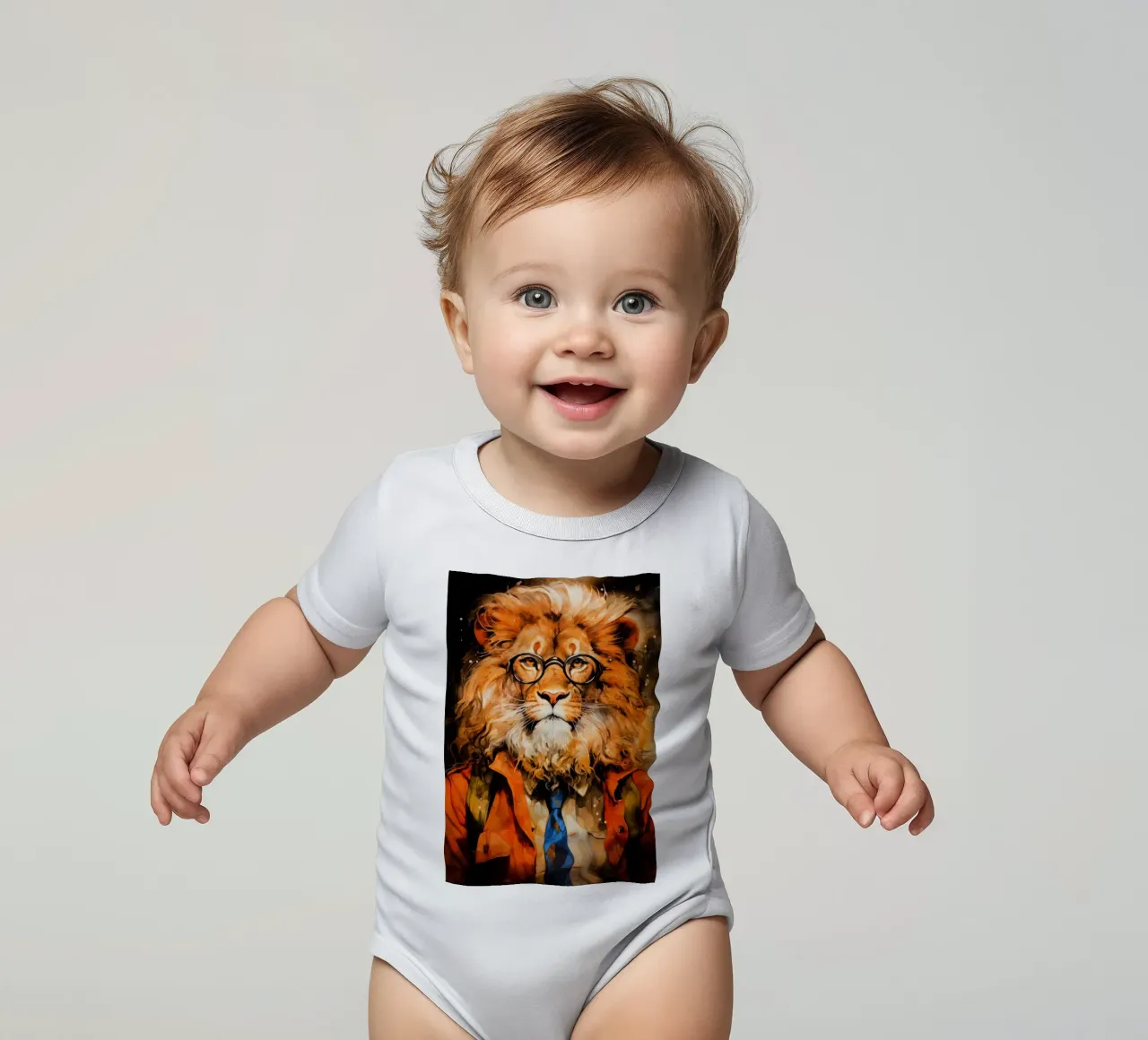 Leone il re #leone body neonato maniche corte da Justyna Jaszke JBJart