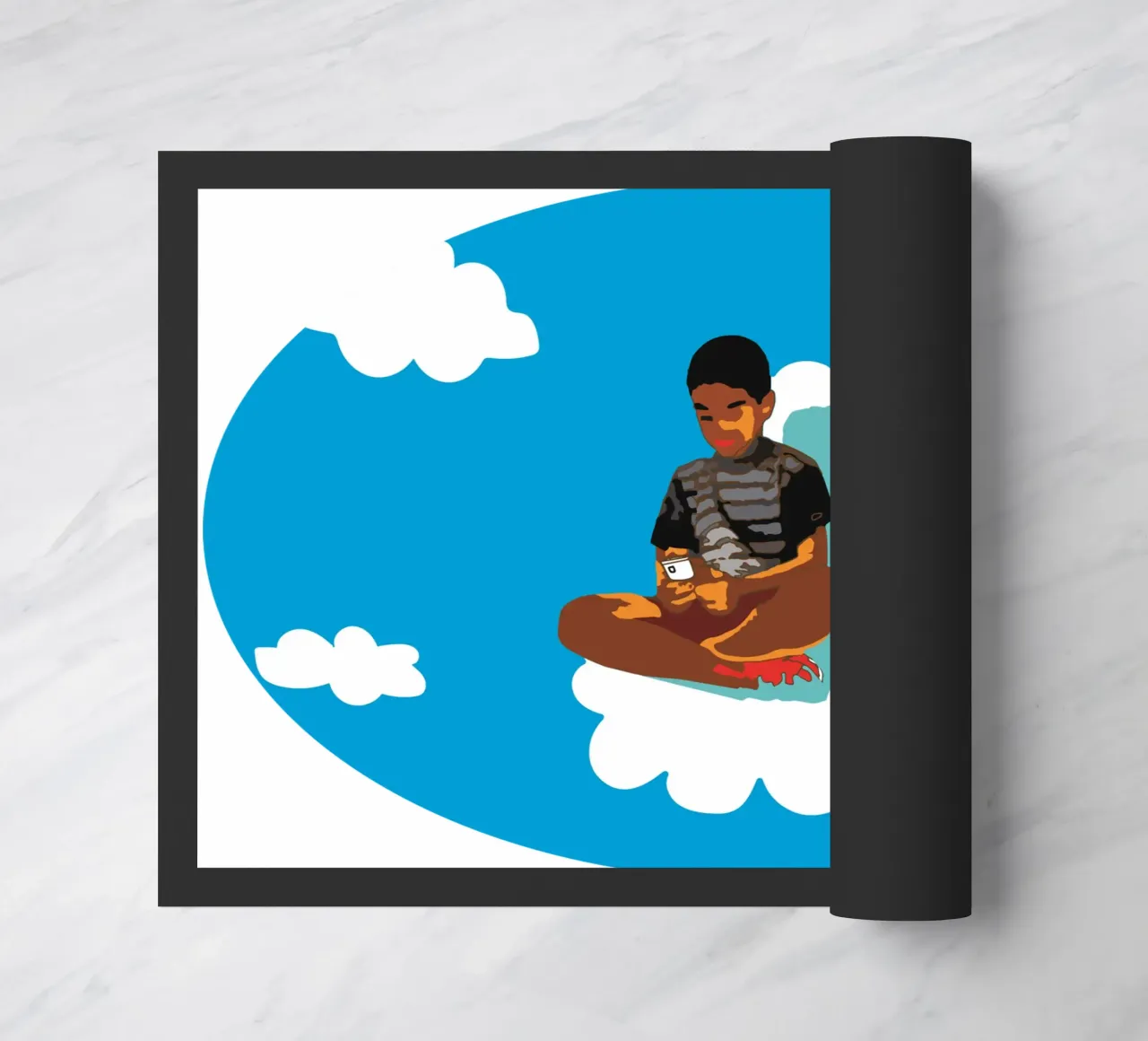 The kid in the clouds doormat by Massimo Frascogna