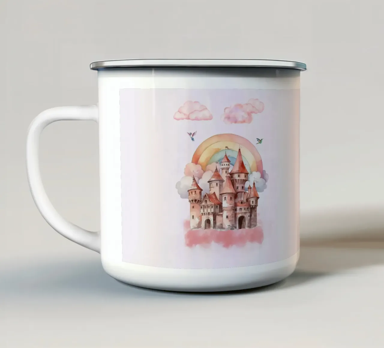 Fortezza dei sogni arcobaleno tazza in smalto da Doodle Dreams Art