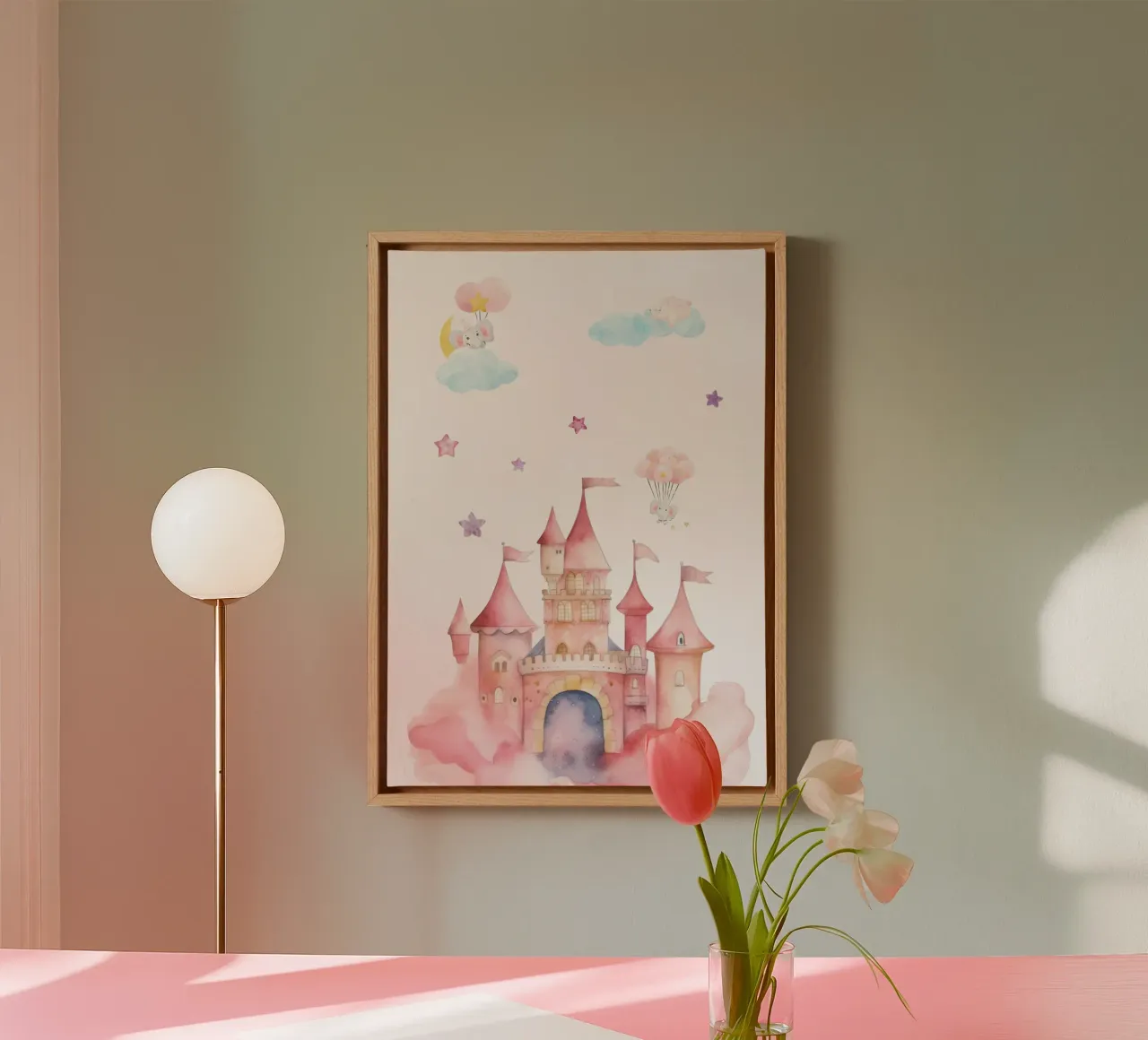 Palazzo delle fiabe pastello tela con Cornice a cassetta da Doodle Dreams Art