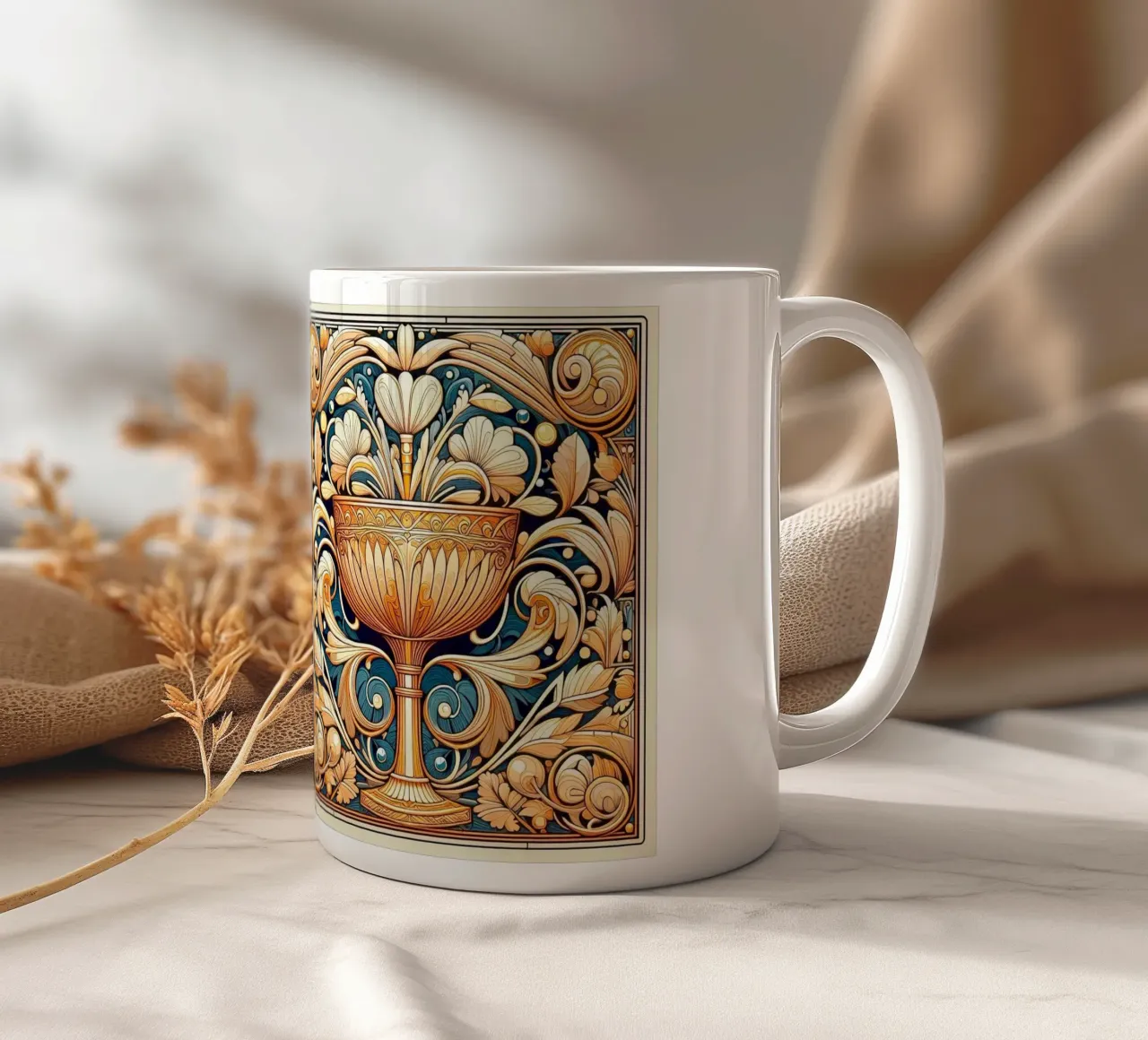 Calice d'oro tazza in ceramica da Art-Nouveau-Dsg