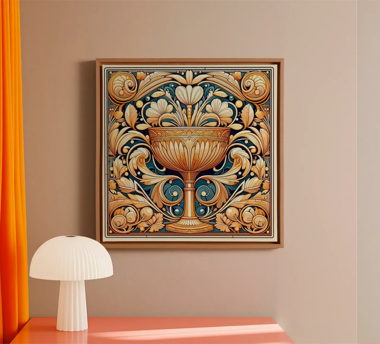 Calice d'oro tela con Cornice a cassetta da Art-Nouveau-Dsg