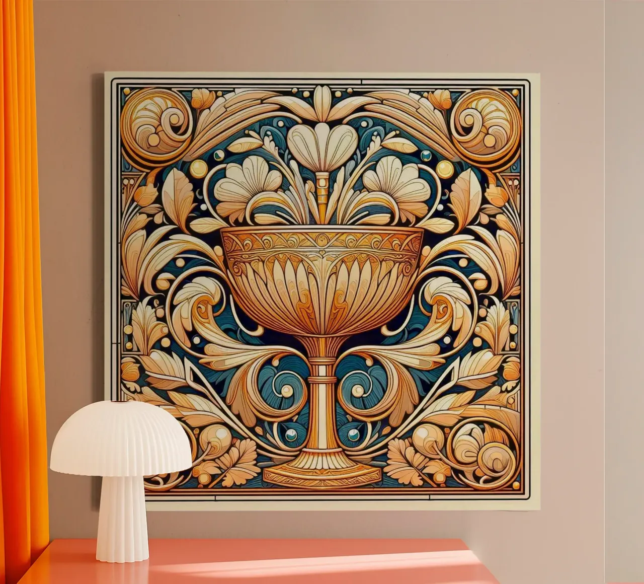 Calice d'oro tela con Cornice a cassetta da Art-Nouveau-Dsg