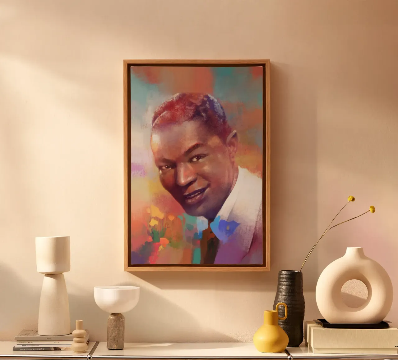 Nat King Cole - Smooth Charm canvas with Floater frame by Artascy Art